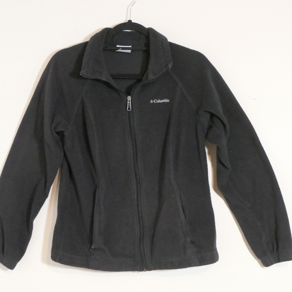 Columbia Women Fleece Jacket M Black Gorpcore Granola Hiking Layering Minimalist